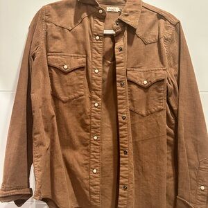 Faherty Corduroy Button-Up Jacket in Chestnut Brown